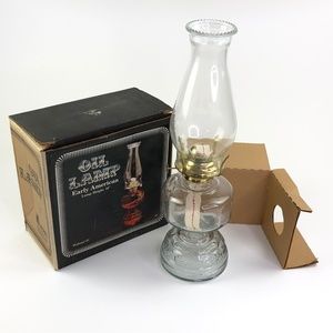 Vintage Early American Oil Lamp 16" Clear New